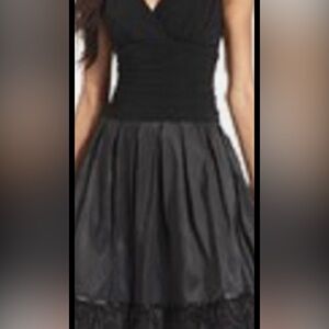 SL Fashions Double V  Black Fit-and-Flare Dress Size 16W